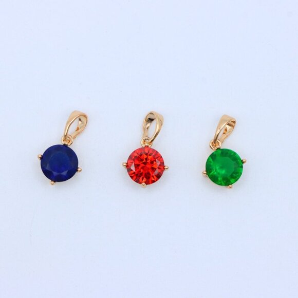 "Round Green Stone Pendant in Rose Gold Finish, XPPT1560 - Picture 13 of 14